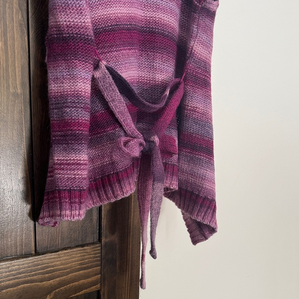 Putorti Made In Canada Striped Wool Blend Knit Vest with Tie-Front - Picture 6 of 7